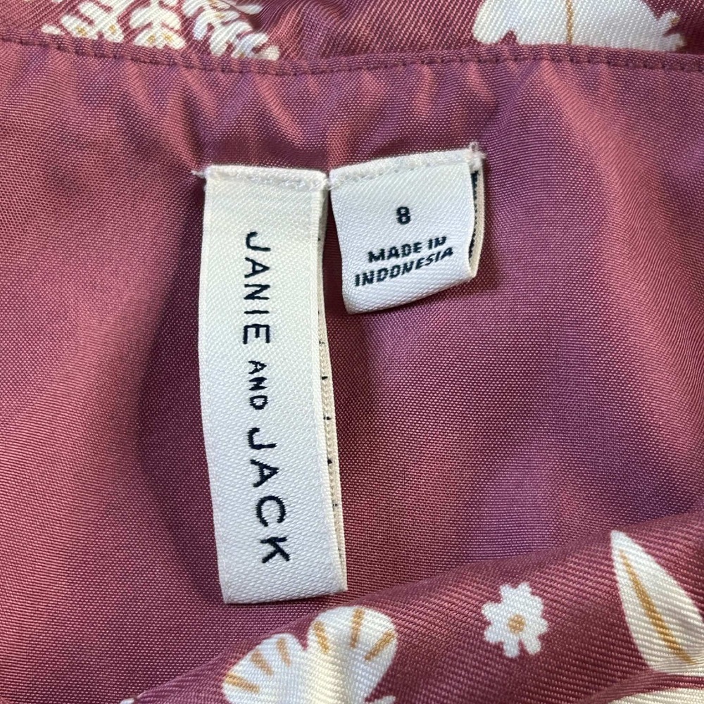 Janie and Jack Girls Mauve Pink Woodland Animal Tiered Button Front Dress Size 8 - Picture 2 of 9